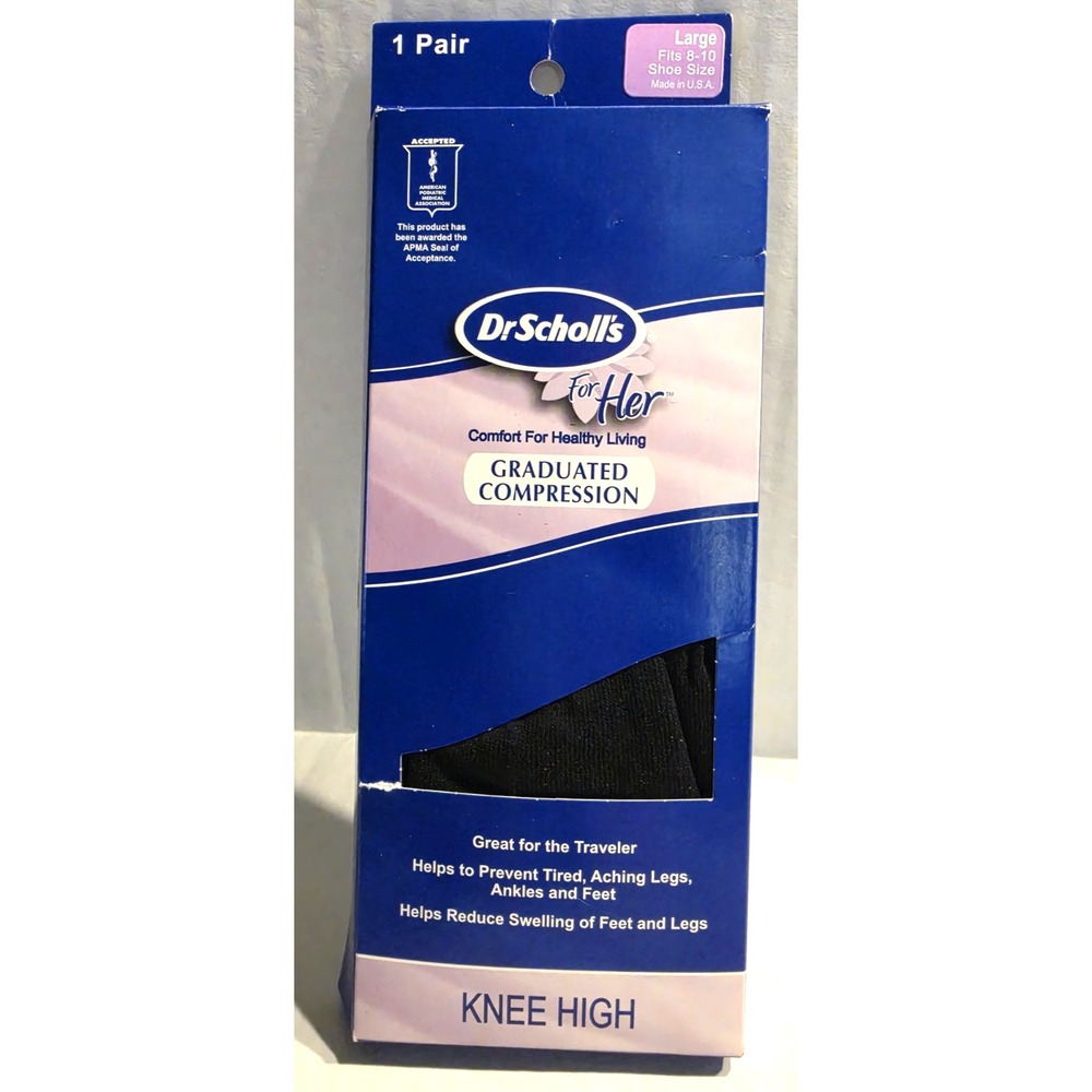 Dr. Scholl's For Her Graduated Compression Black Knee Highs Size Large